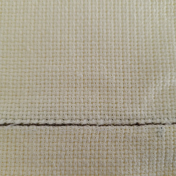 Vintage Handmade 70s-80s Cream/Yellow Cross Stitch Floral Tablecloth 45x43 in - Picture 6 of 6